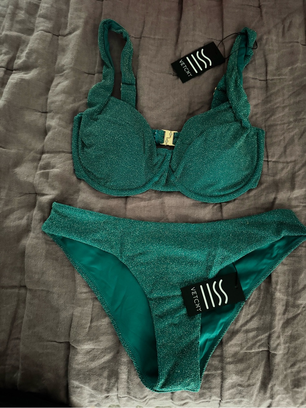 Vetchy Sparkle Teal Two-Piece Bikini